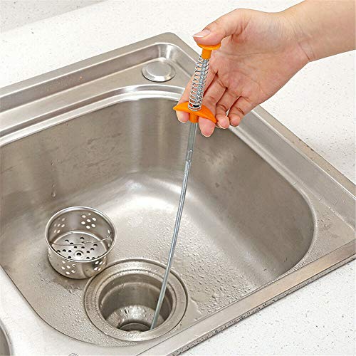DRILAX flexible grabber mechanical fingers drain cleaning tool with handle retrieving debris from stainless steel sink