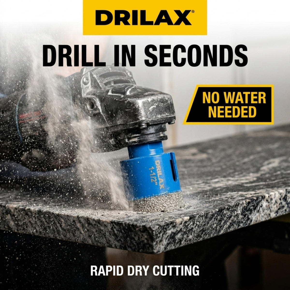 Fast dry drilling in granite with an angle grinder
