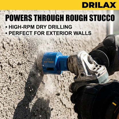 Dry drilling through rough stucco on an exterior wall