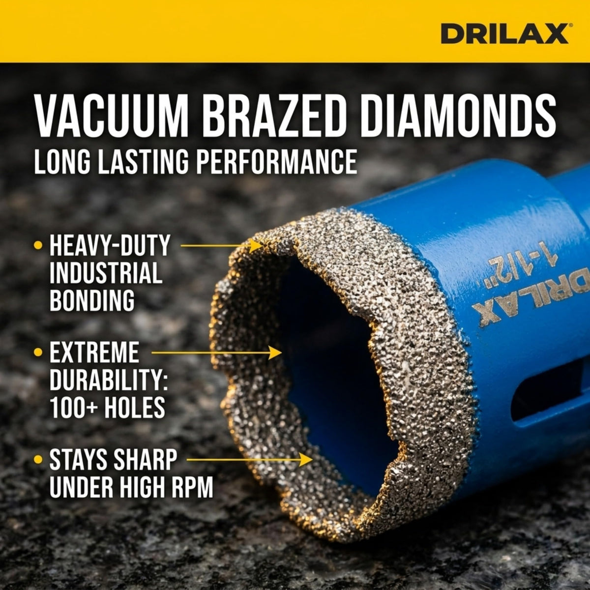 Vacuum brazed diamonds stay sharp under high RPM