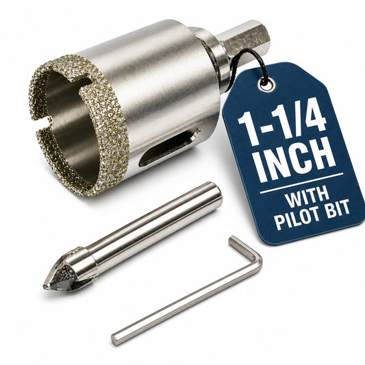 1-1/4 inch diamond hole saw with removable pilot bit and hex key