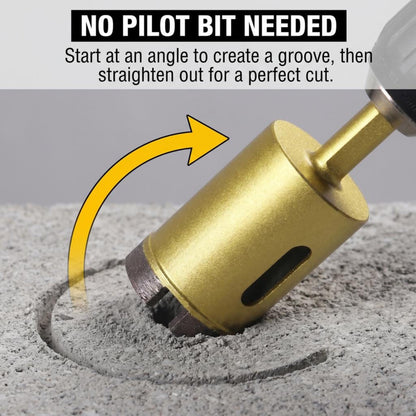 No pilot bit needed: start at an angle to make a groove, then straighten up