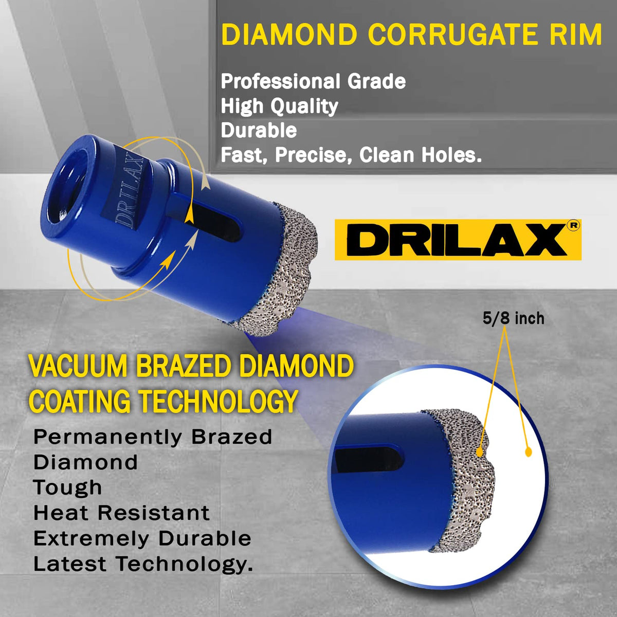 Vacuum brazed diamond corrugated rim