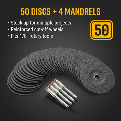 Stack of 50 cut-off discs with 4 mandrels