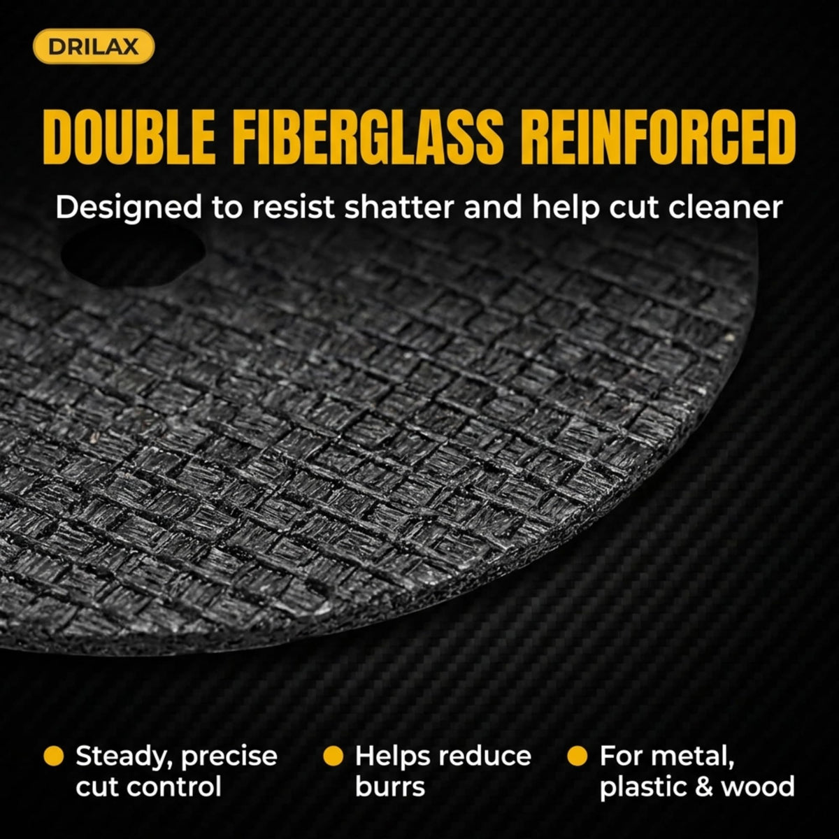 Close-up of the double fiberglass-reinforced disc surface