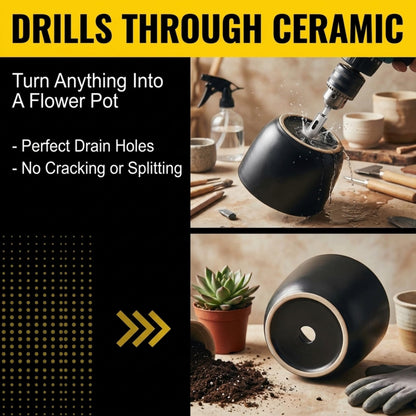 Drilling drain holes in a ceramic flower pot