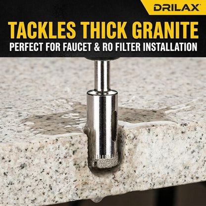 Drilling thick granite for a faucet or RO filter