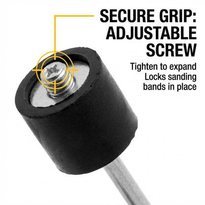Rubber drum mandrel with adjustable top screw