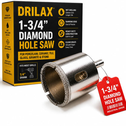 1-3/4 inch diamond hole saw in its box