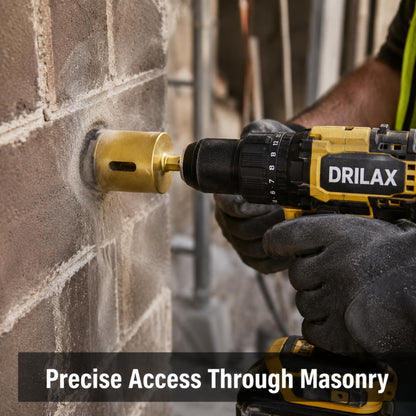 Drilling through a concrete block wall with a 1-3/4 inch diamond core bit and cordless drill