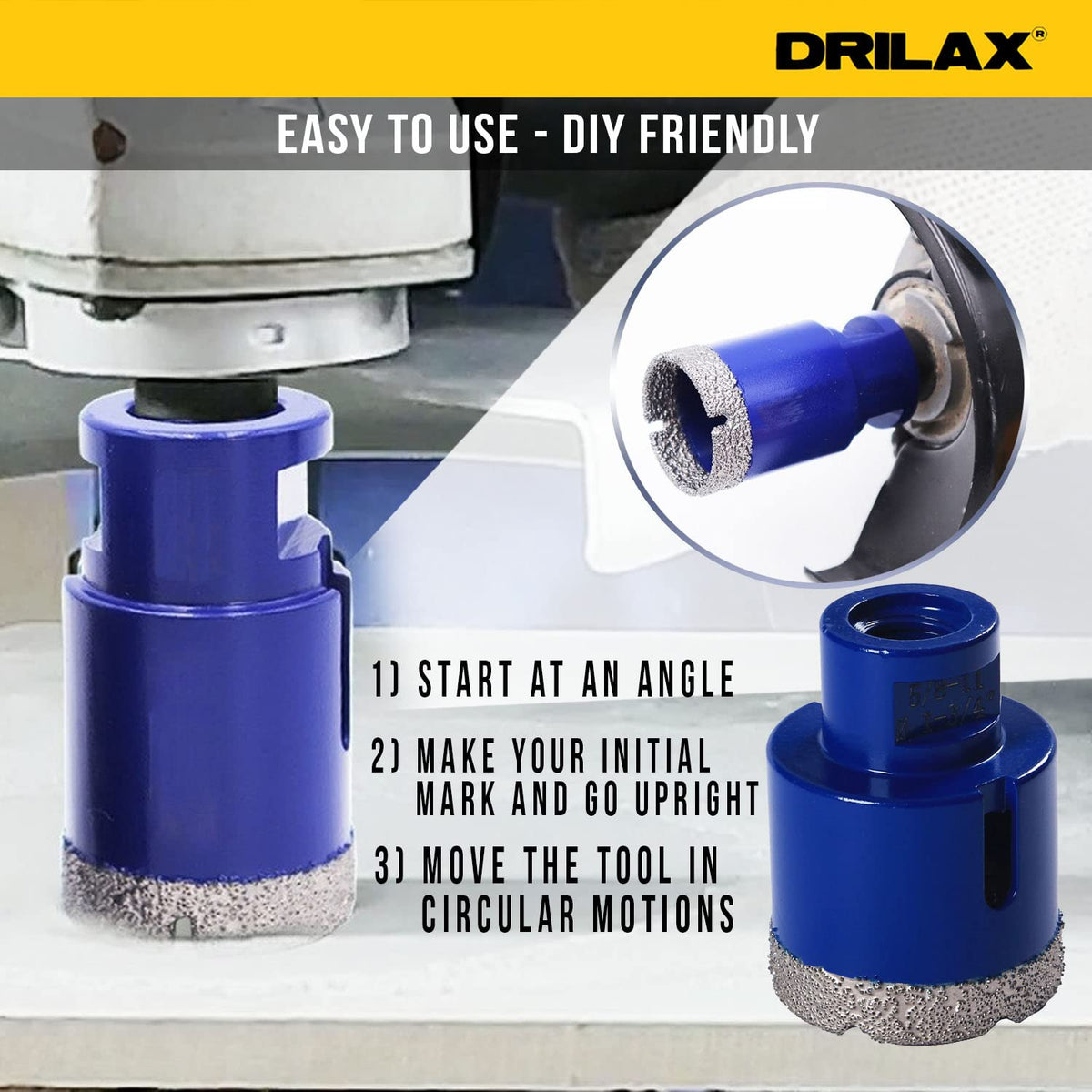 Easy to use: start at an angle, make your mark and go upright, move the tool in small circles