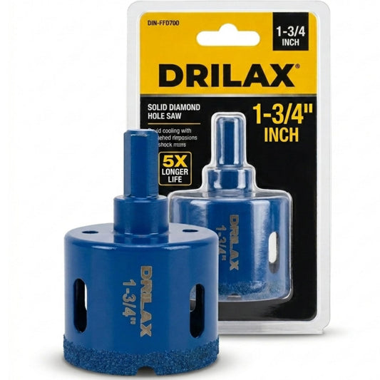 1-3/4 inch vacuum brazed diamond hole saw in its package, 5x longer life
