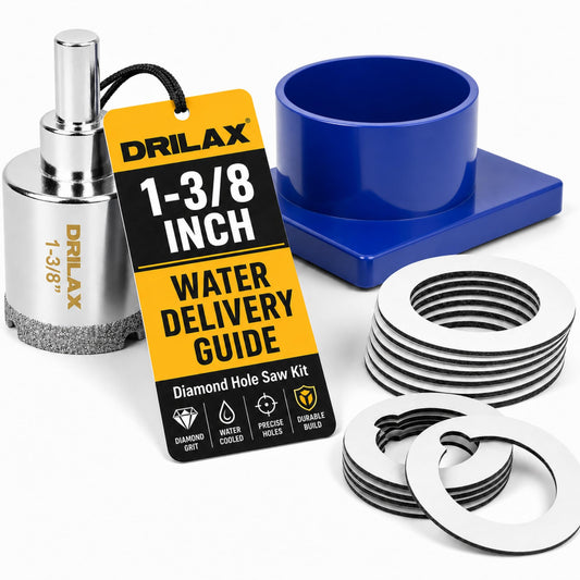1-3/8 inch diamond hole saw kit with water delivery guide and 12 mounting gaskets
