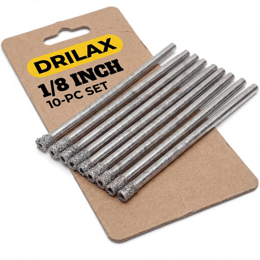 Drilax 1/8 inch diamond hollow core drill bits, 10-piece set
