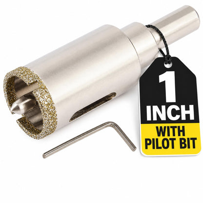 1 inch diamond hole saw with removable pilot bit and hex key