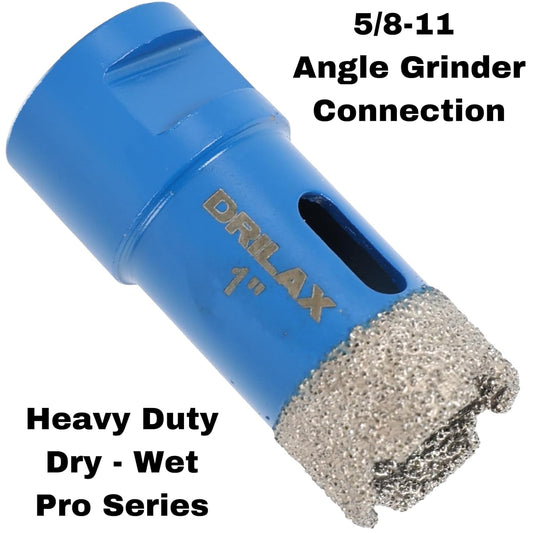 1 inch Pro Series vacuum brazed diamond hole saw with 5/8-11 angle grinder connection