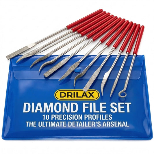 10-piece diamond riffler file set with pouch