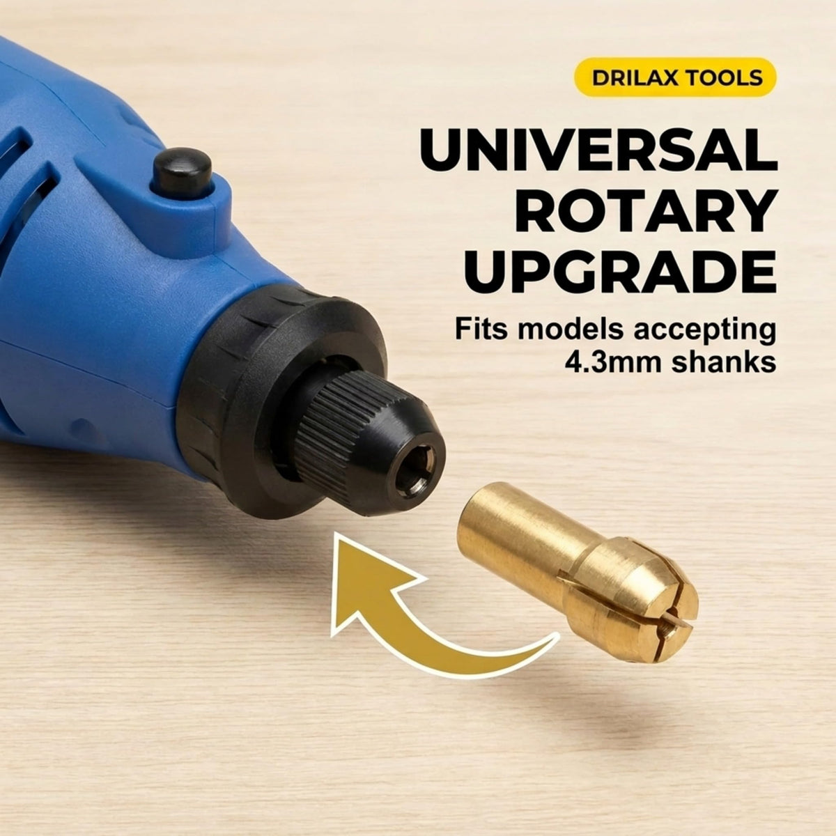 Fits rotary tools accepting 4.3mm collet shanks