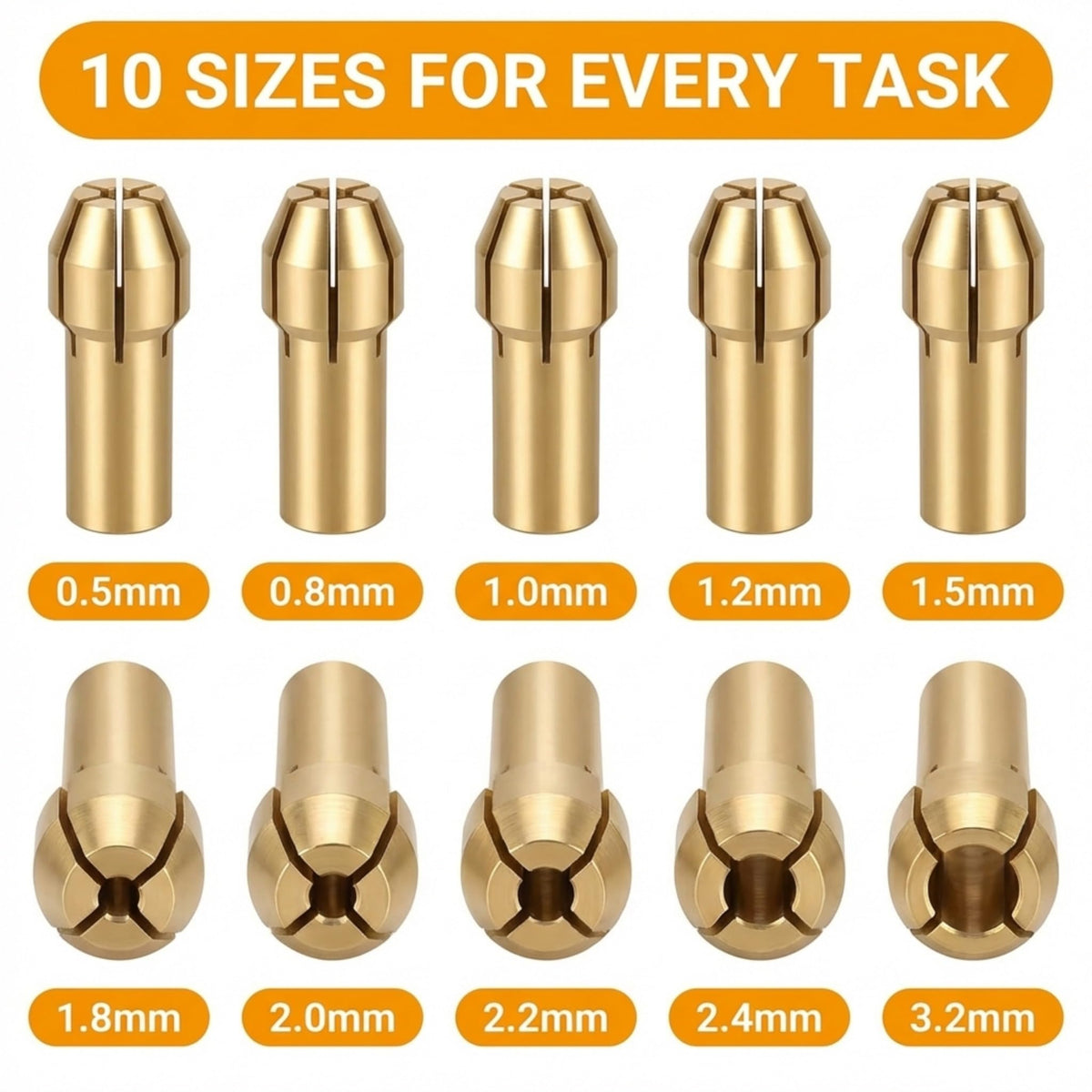 10 brass collet sizes
