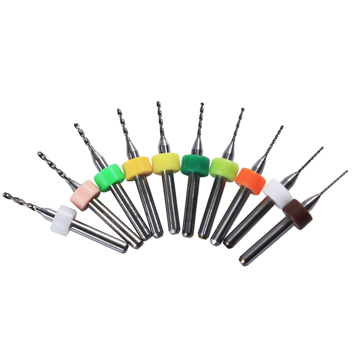 10-piece tungsten carbide micro drill bit set, 0.6 to 1.5mm