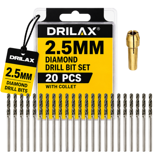 2.5mm Diamond Drill Bit Set 20-Pcs for Jewelry, Glass, Shells & Gemstones