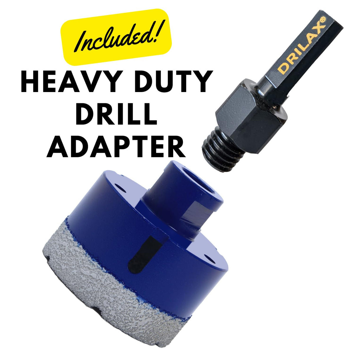 Heavy duty drill adapter included