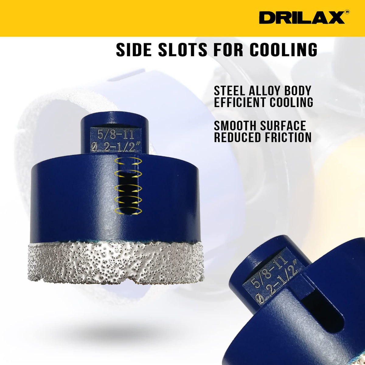 Side slots for cooling; steel alloy body