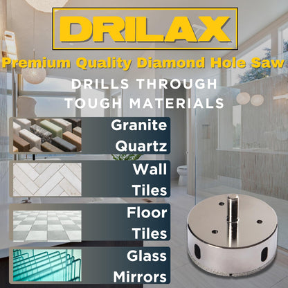 Drills granite, quartz, wall and floor tiles, glass and mirrors