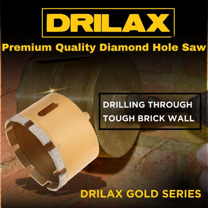 Drilling through a brick wall with the 2-3/4 inch masonry hole saw