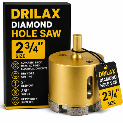 2-3/4 inch masonry diamond hole saw with box, 2 inch cutting depth