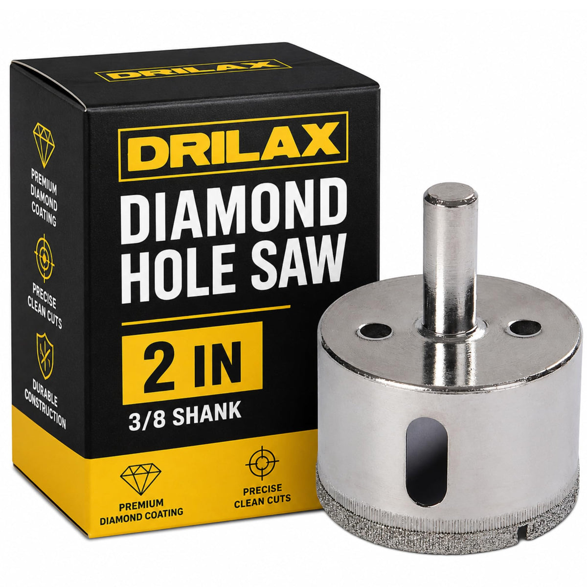 2 inch diamond hole saw with 3/8 inch shank