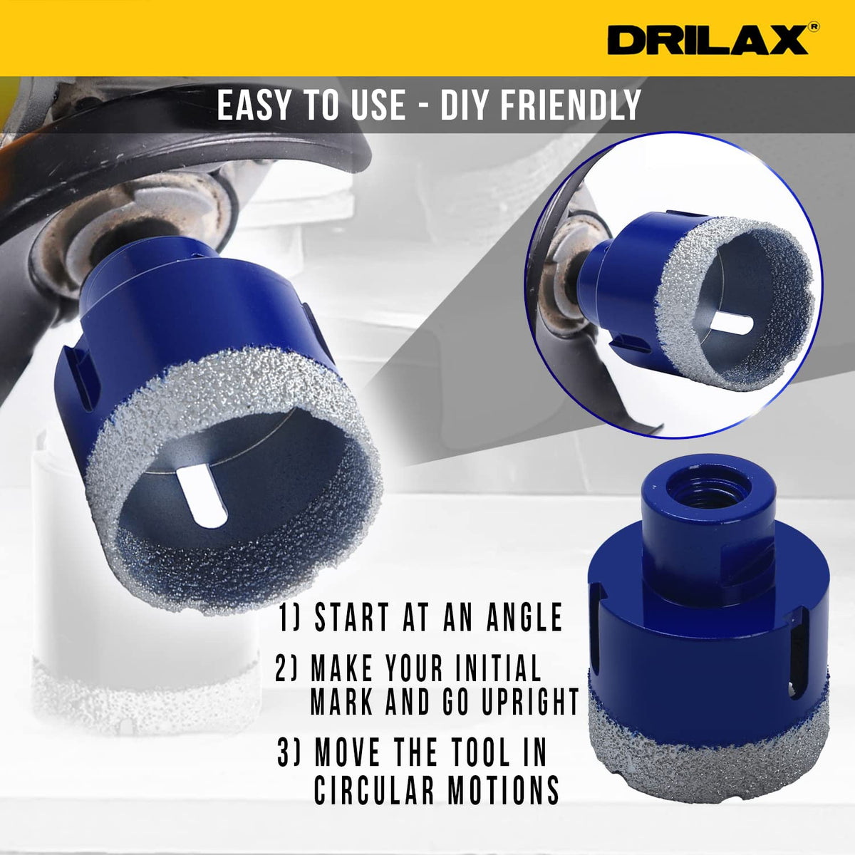 Easy to use: start at an angle, make your mark and go upright, move the tool in small circles