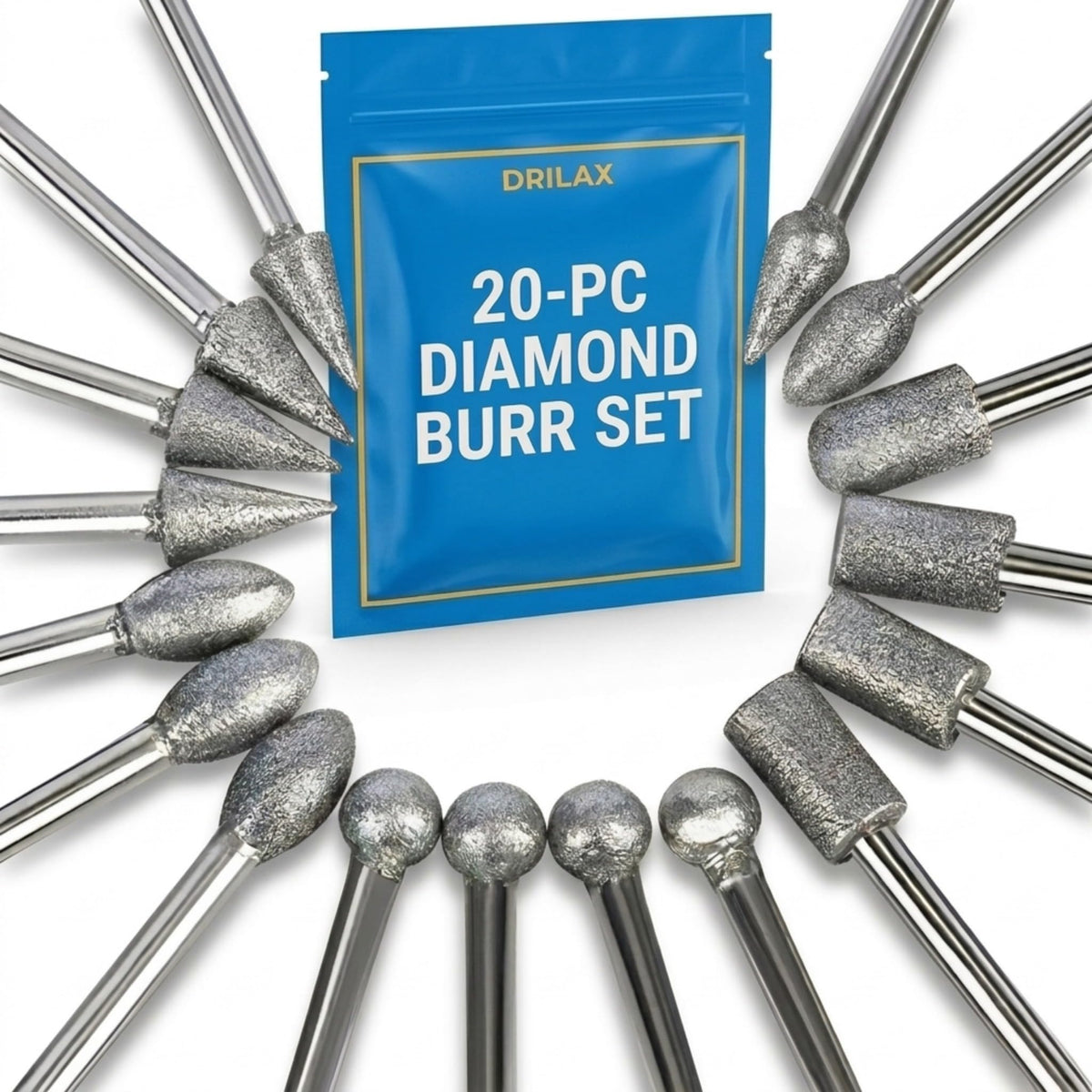 20-piece diamond burr bit set, 120 grit