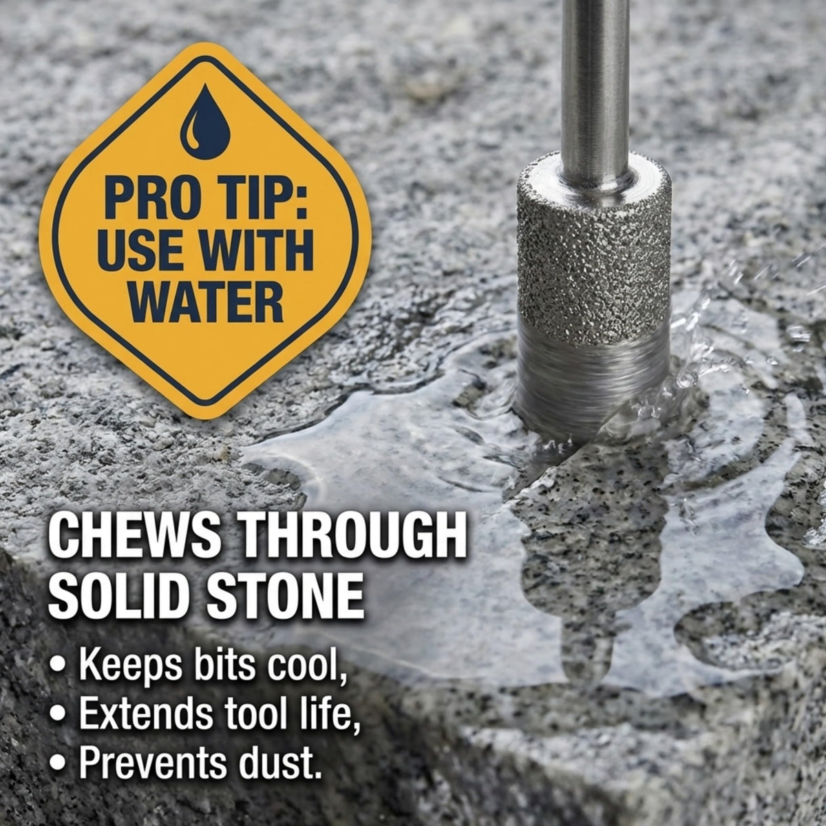 Use water to keep bits cool and extend tool life