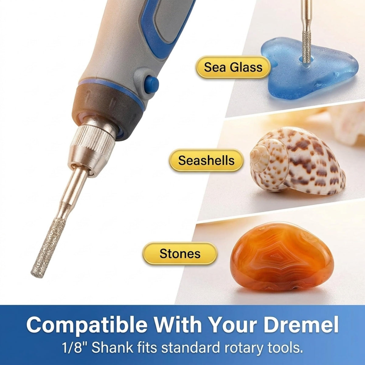 2mm diamond drill bits 30 pc – 2mm diamond bit in a rotary tool for sea glass, seashells and stones