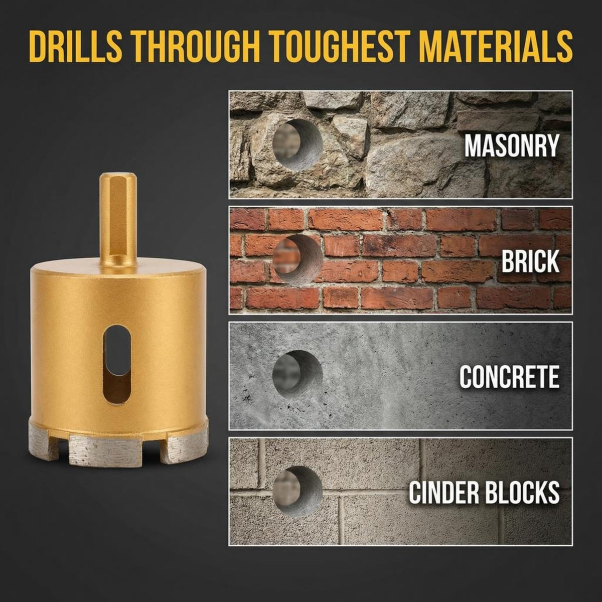 3-1/2 inch diamond hole saw for masonry, brick, concrete and cinder blocks