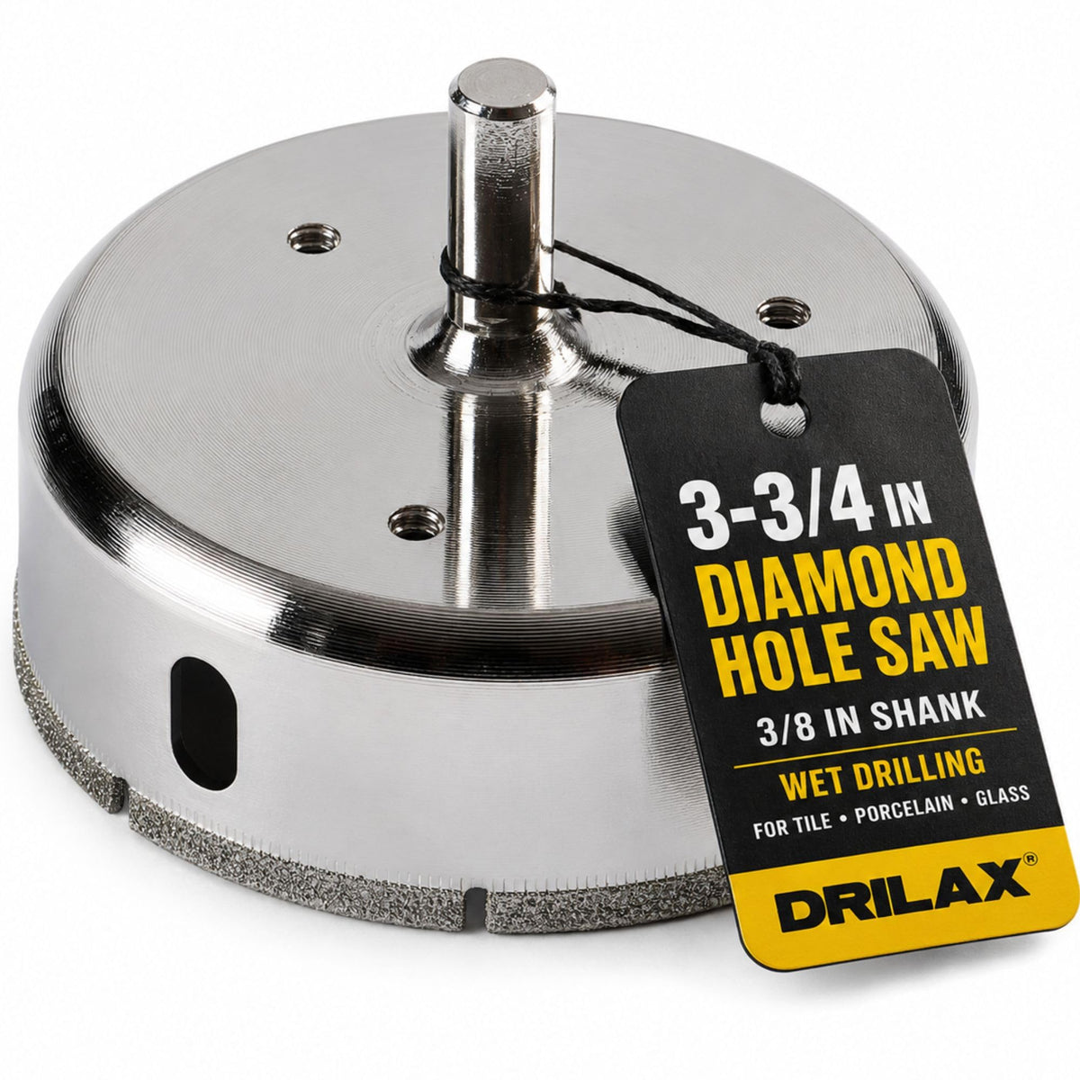 3-3/4 inch diamond hole saw, 3/8 inch shank, for wet drilling