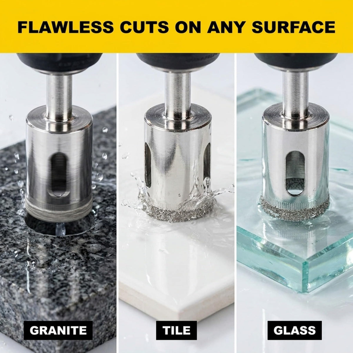 Flawless cuts in granite, tile and glass
