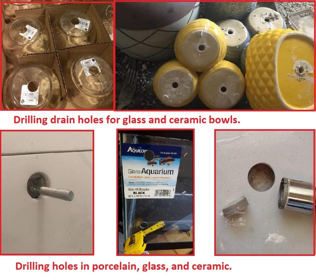 Customer photos: drain holes in glass, porcelain and ceramic