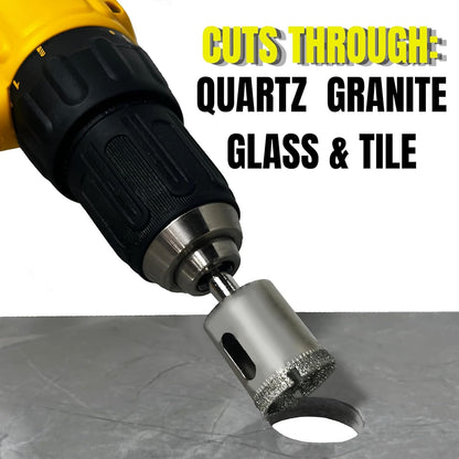 Cuts through quartz, granite, glass and tile
