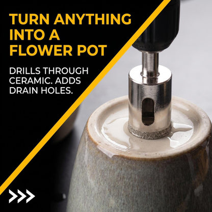Adding drain holes to a ceramic flower pot