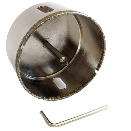 3 inch diamond hole saw with pilot pin installed and hex key
