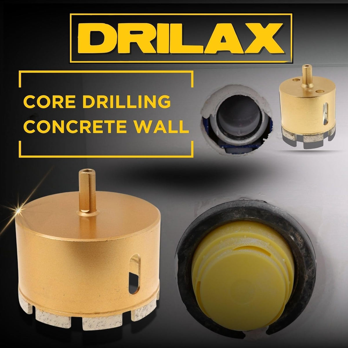 Core drilled through a concrete wall with the 3 inch masonry hole saw
