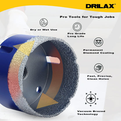 Pro tools for tough jobs: dry or wet use, pro grade long life, permanent diamond coating, vacuum brazed technology