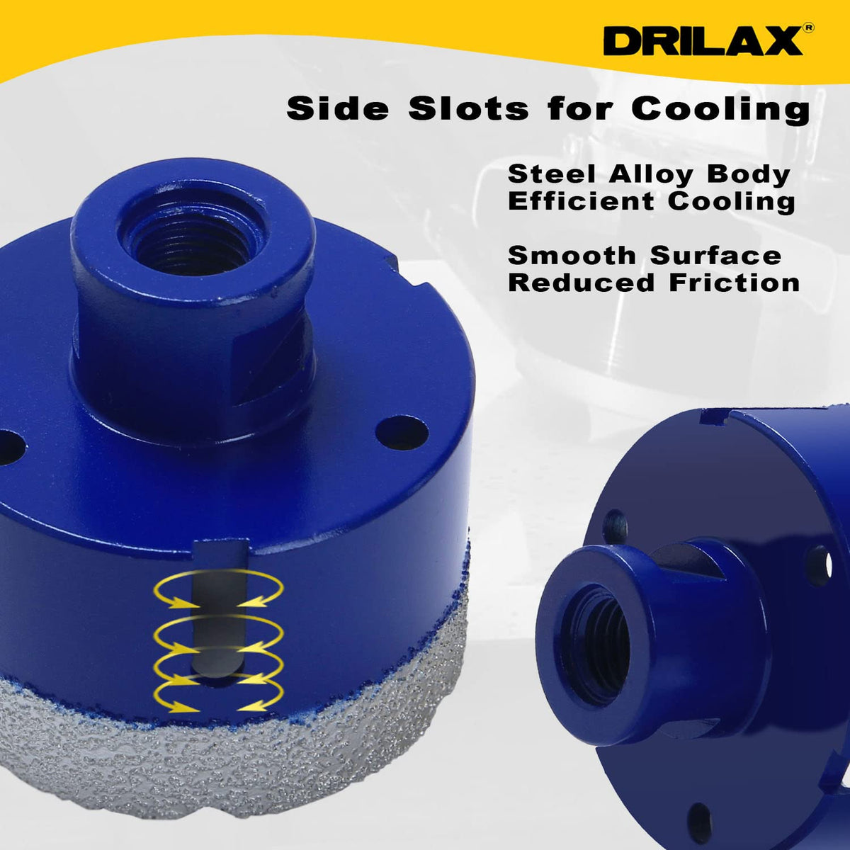 Side slots for cooling; steel alloy body