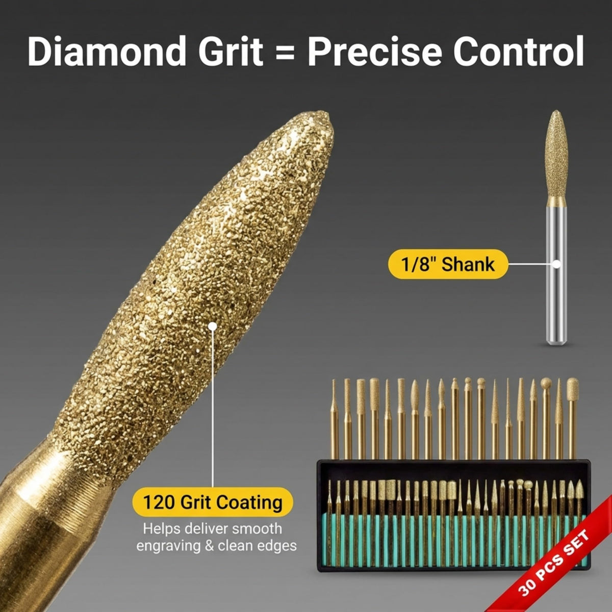 120 grit diamond coating on a 1/8 inch shank