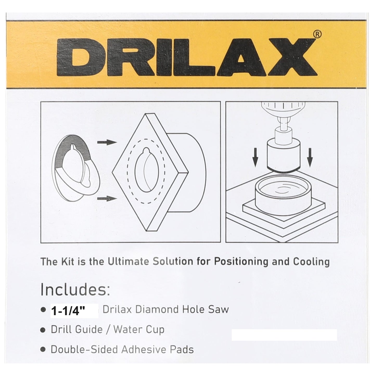 Drilax 1-1/4 inch Diamond Hole Saw with Water Delivery System Guide for Quartz, Granite, Marble, Porcelain, Ceramic, Glass Tiles