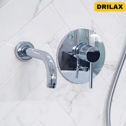 Shower valve trim installed in tile