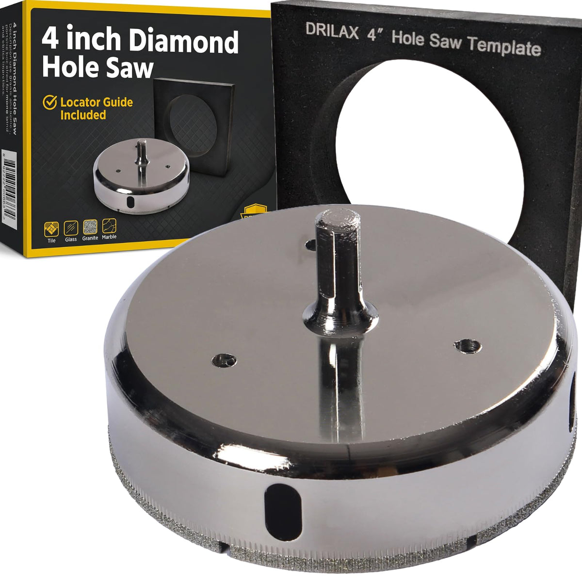 4 inch diamond hole saw kit with locator guide
