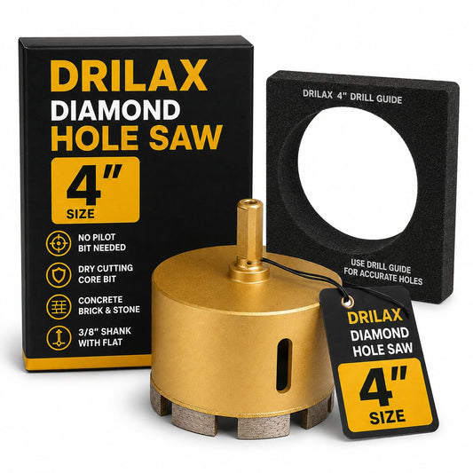 4 inch diamond hole saw with box and included template drill guide